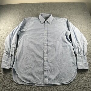 Budd Shirtmakers Mens Dress Shirt 17 Blue Striped French Cuff Made In UK